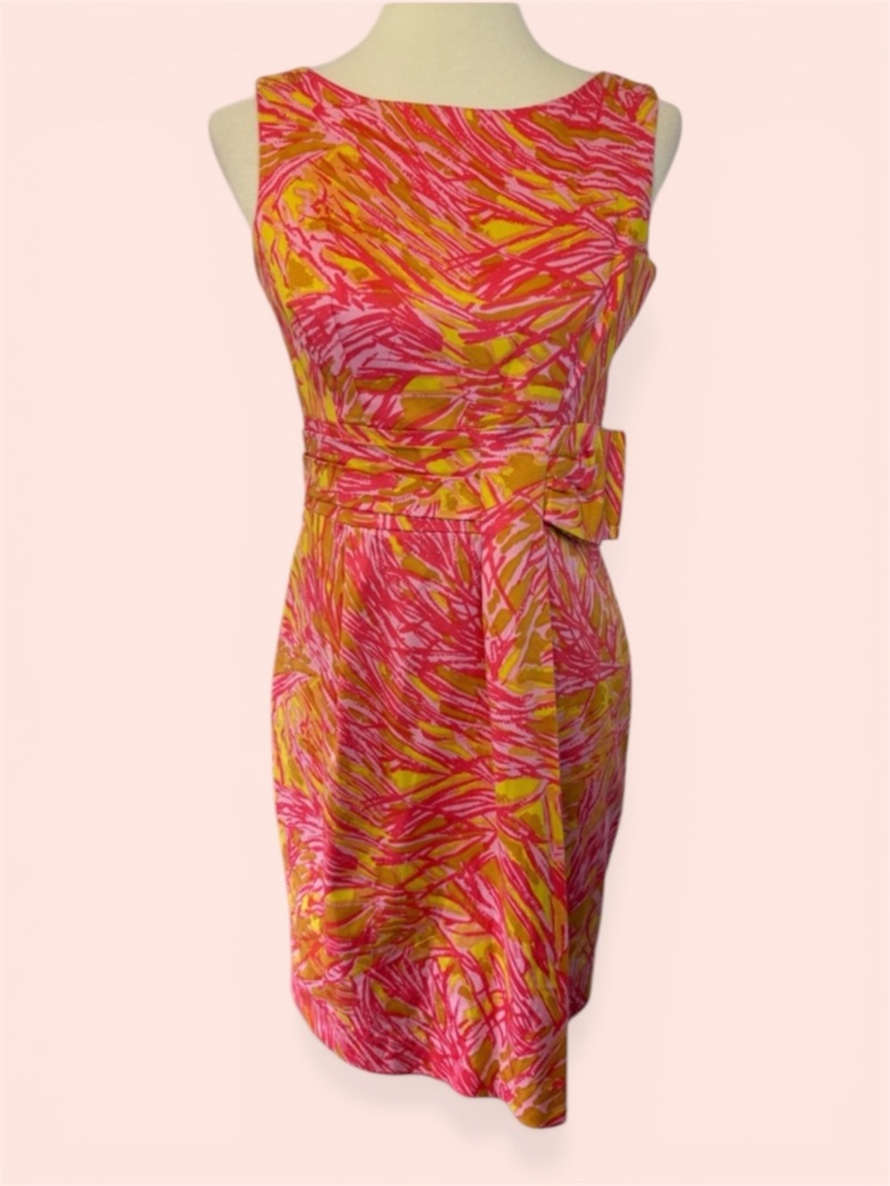 Just…Taylor Bright Pink & Yellow Print Sheath Dress